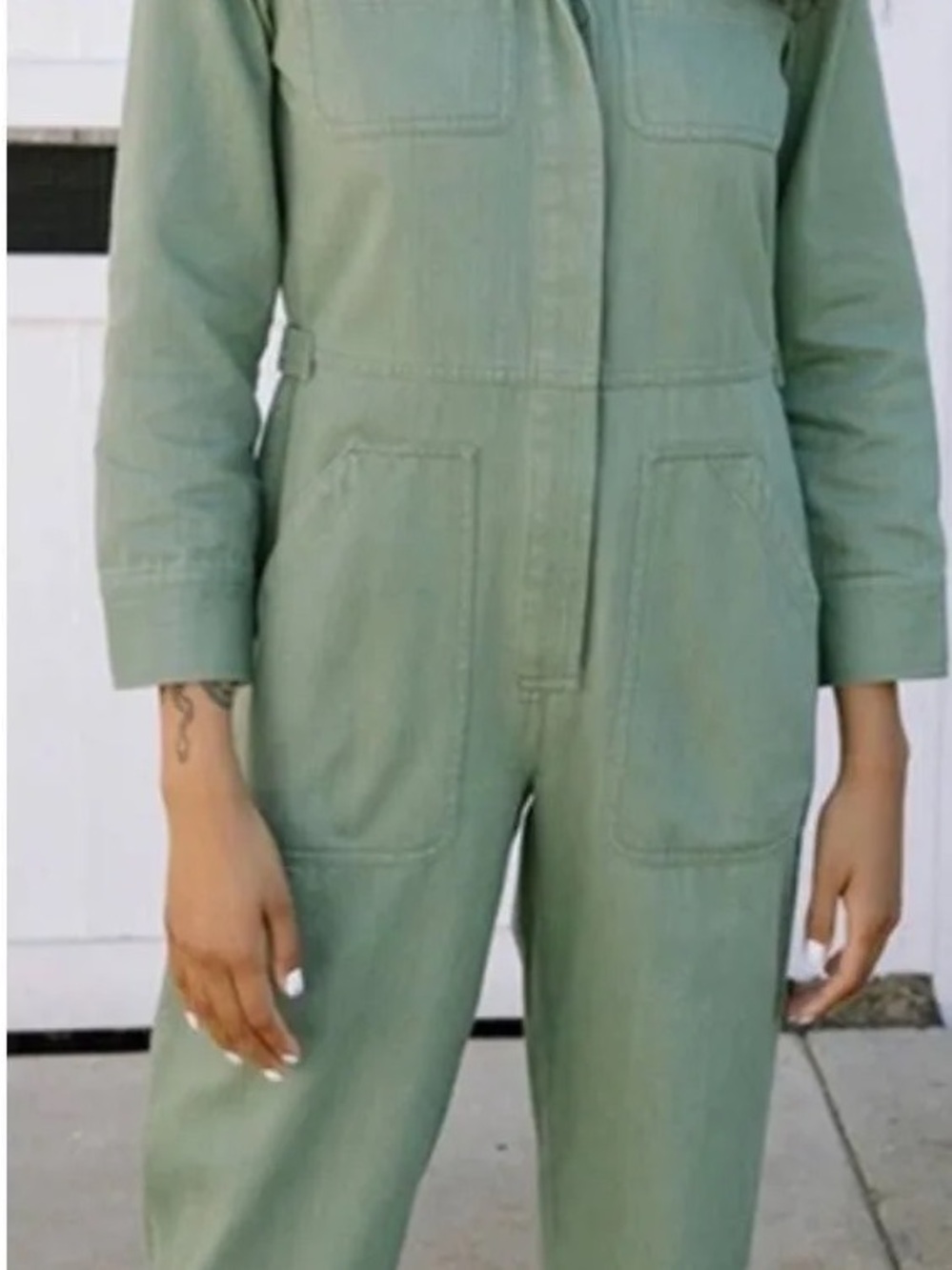 Tradlands the Guide Coverall - Light Sage Utility Jumpsuit